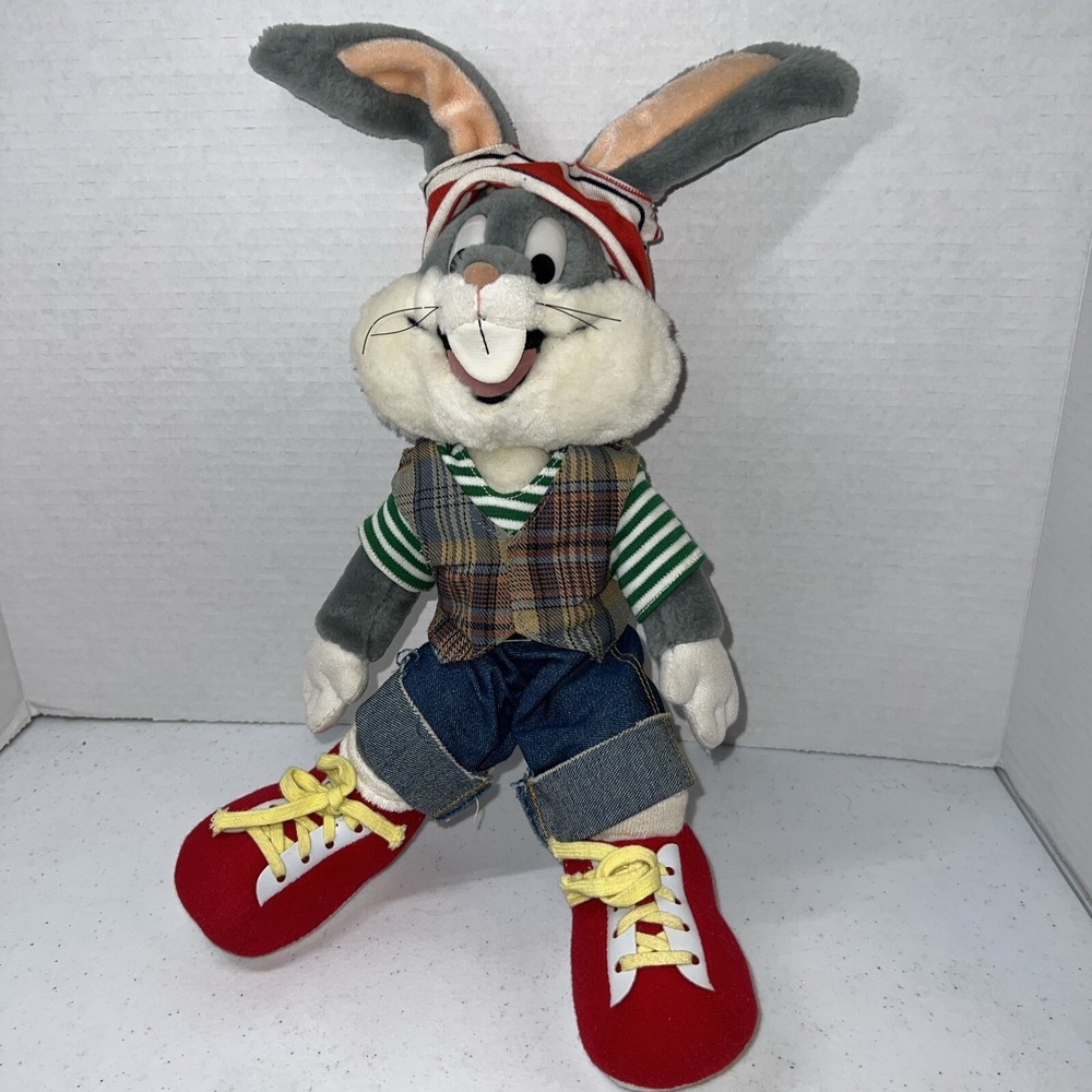 VINTAGE 1993 BUGS BUNNY 24K COMPANY Stuffed Plush 90s Clothes Red Shoes Toy